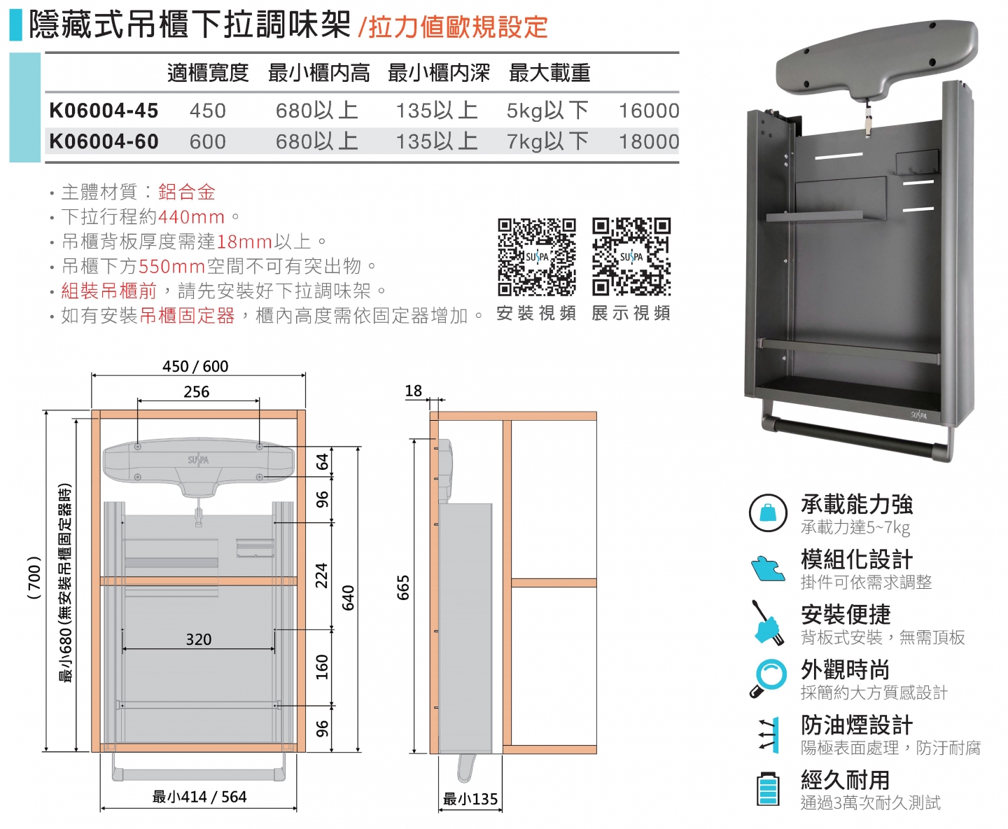 隱藏式吊櫃下拉調味架